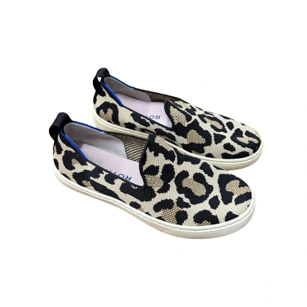 ROTHY'S The Original Slip On Sneakers in Desert Cat Leopard Print Size 3 Girl's